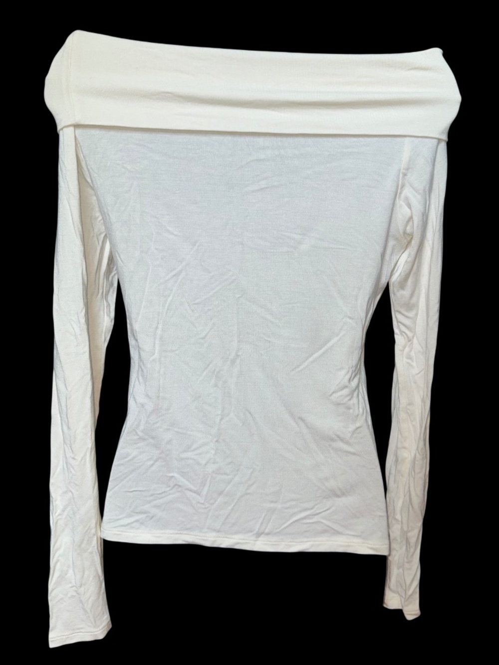 White Off Shoulder Graphic Tee W/ Gold & Rhinestone Details, Made in Italy - Picture 3 of 8